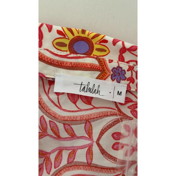 Talulah Malia Floral Puff Sleeve Tiered Mini Dress Womens Size Medium New Pink - Picture 9 of 11